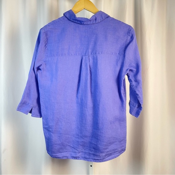 Nordstrom Periwinkle Small Linen Casual Button Down Shirt Relaxed Fit Collared - Picture 4 of 8